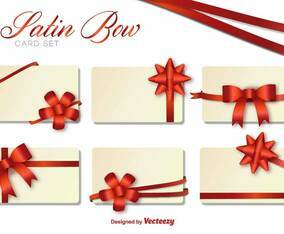 Vector Set Of Christmas Cards With Bows