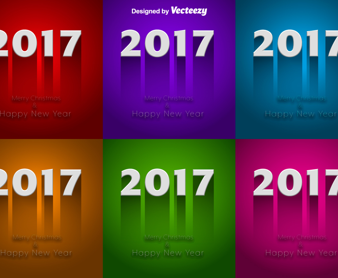 Set Of Colorful Backgrounds For 2017 New Year Celebration