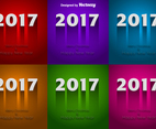 Set Of Colorful Backgrounds For 2017 New Year Celebration
