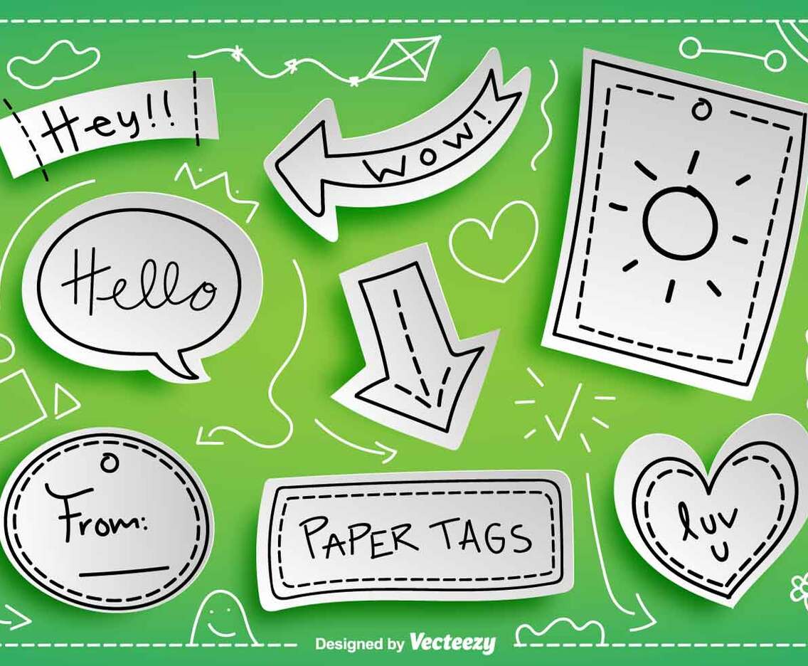 Vector Paper Tags With Messages