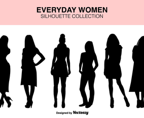Vector Set Of Women Silhouettes