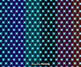 Set Of Vector Seamless Patterns With Glowing Stars