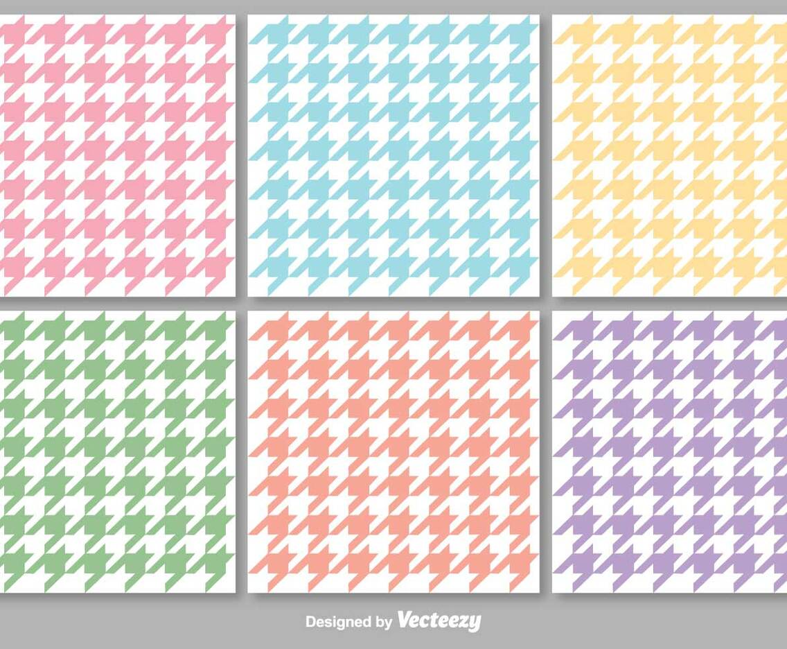 Vector Colorful Houndstooth Seamless Patterns Set