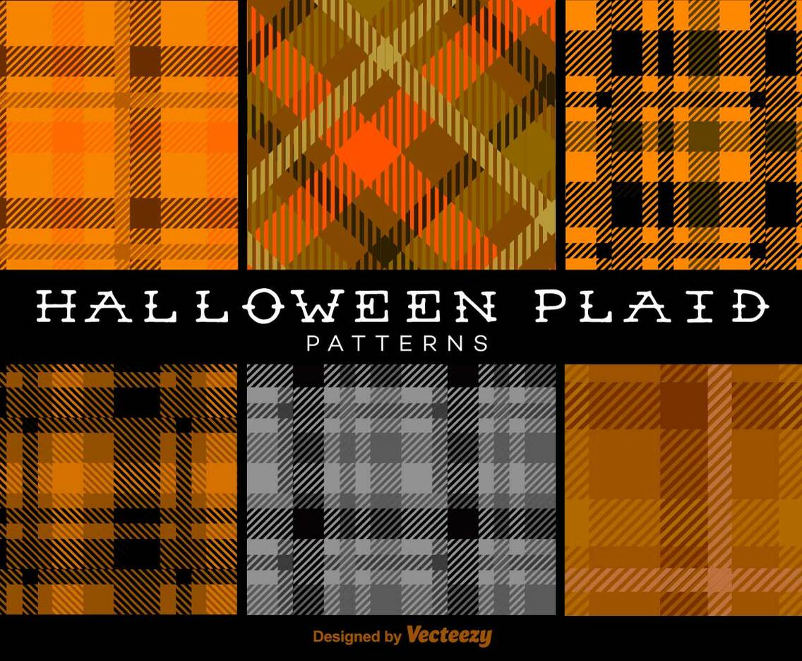 Halloween Trendy Plaid Patterns Vector Backgrounds