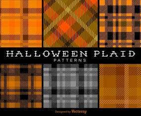 Halloween Trendy Plaid Patterns Vector Backgrounds