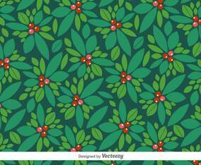 Vector Christmas Pattern Of Holly Berry