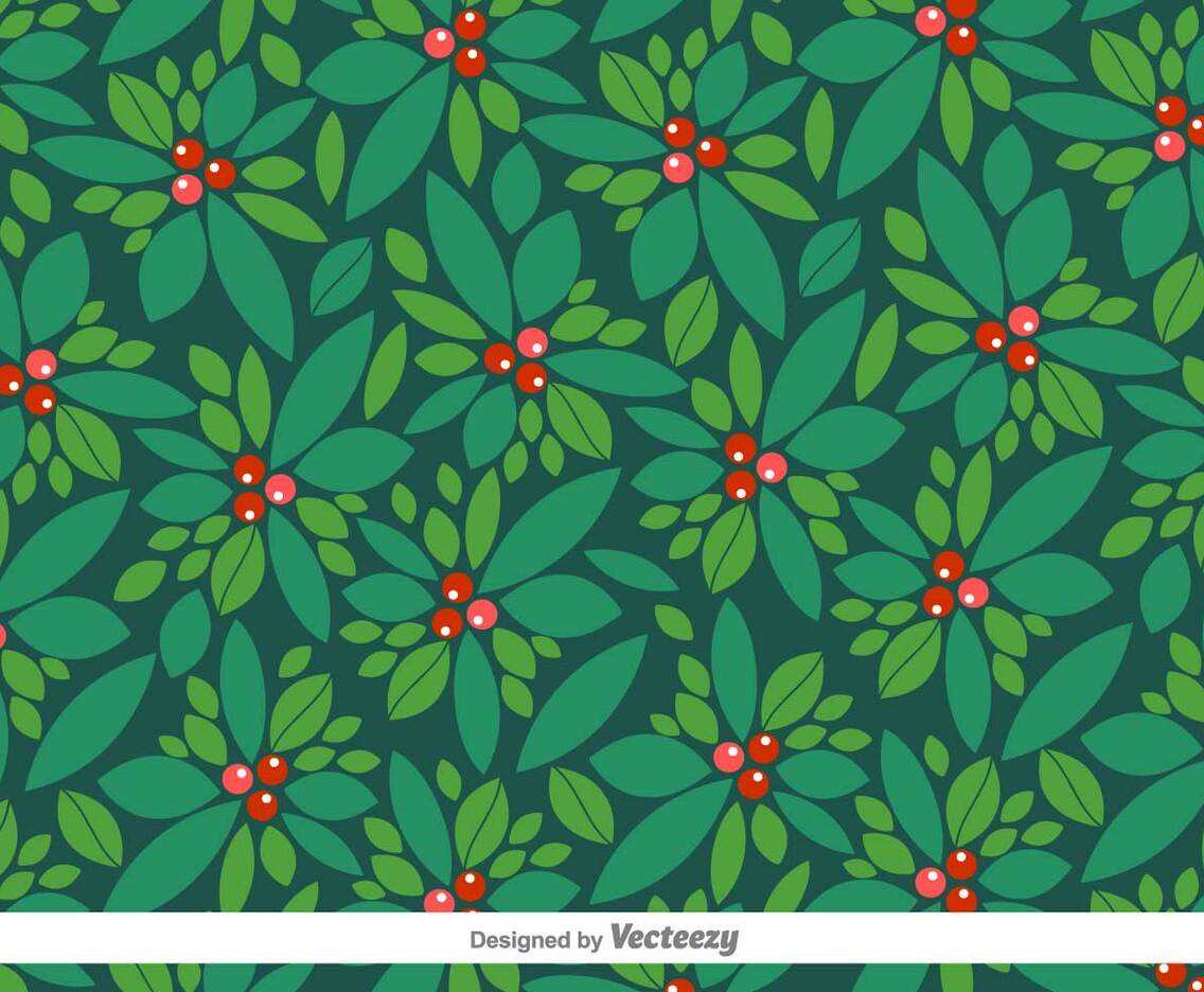 Vector Christmas Pattern Of Holly Berry
