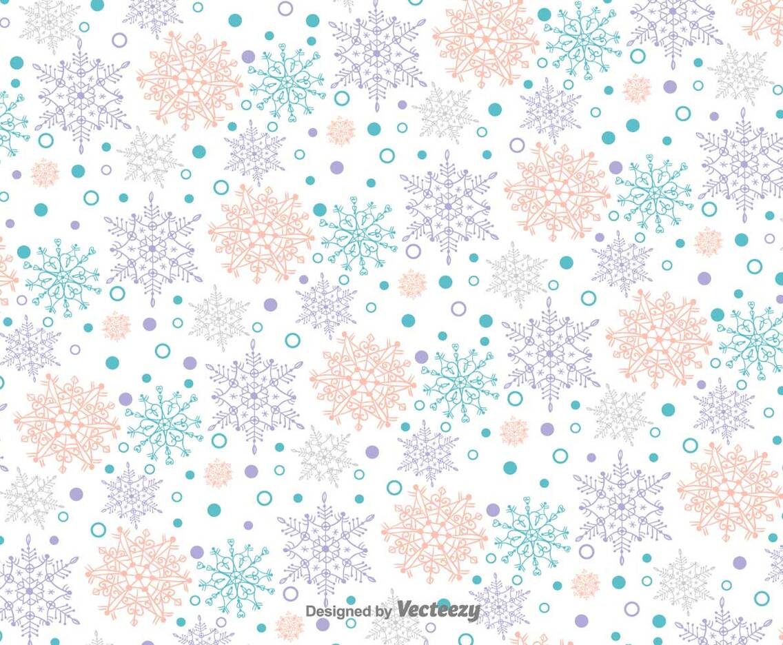 Snowflakes Doodles Vector Pattern