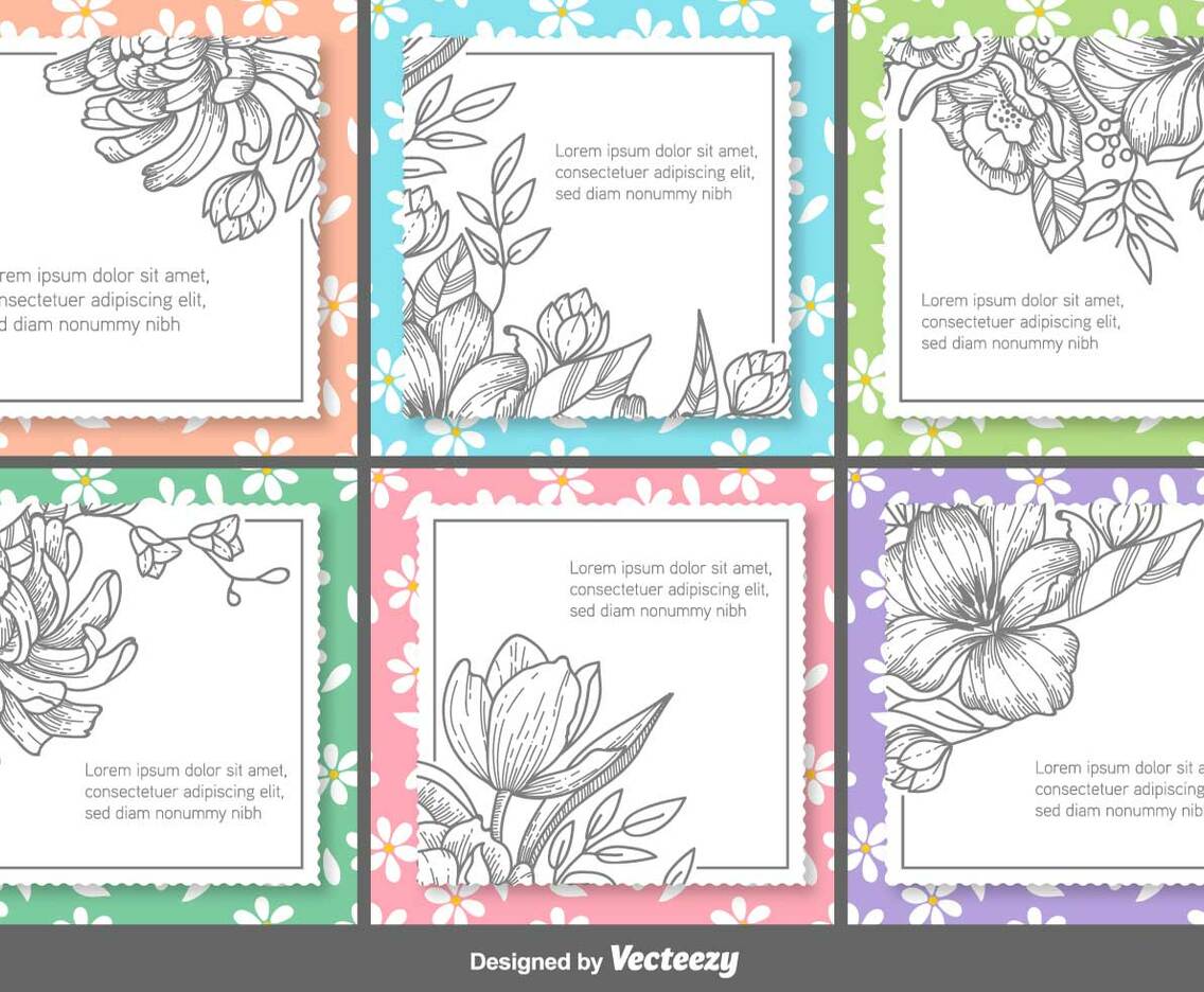 Retro Floral Vector Text Frames