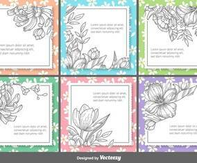 Retro Floral Vector Text Frames