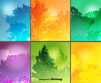Colorful Forest Backgrounds Vector Set
