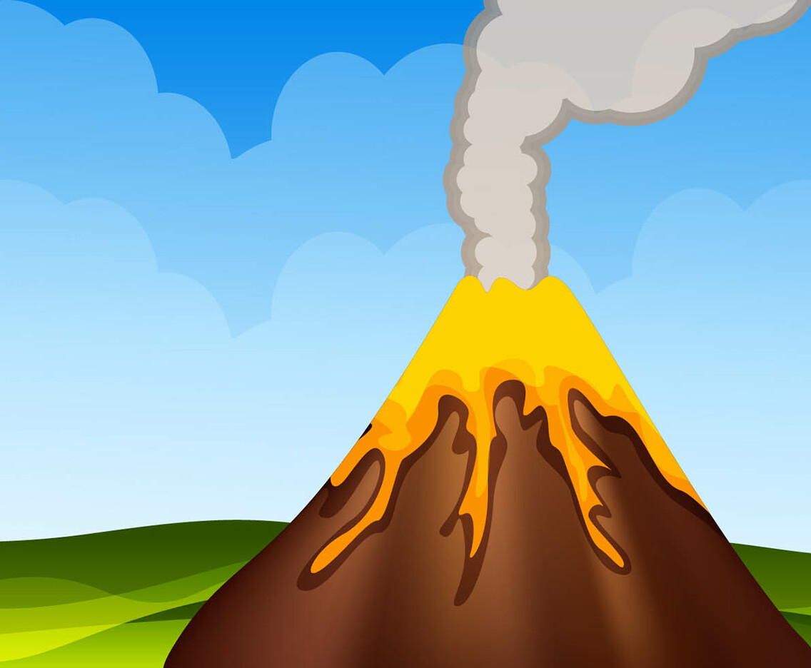 Erupting Volcano Mountain Vector