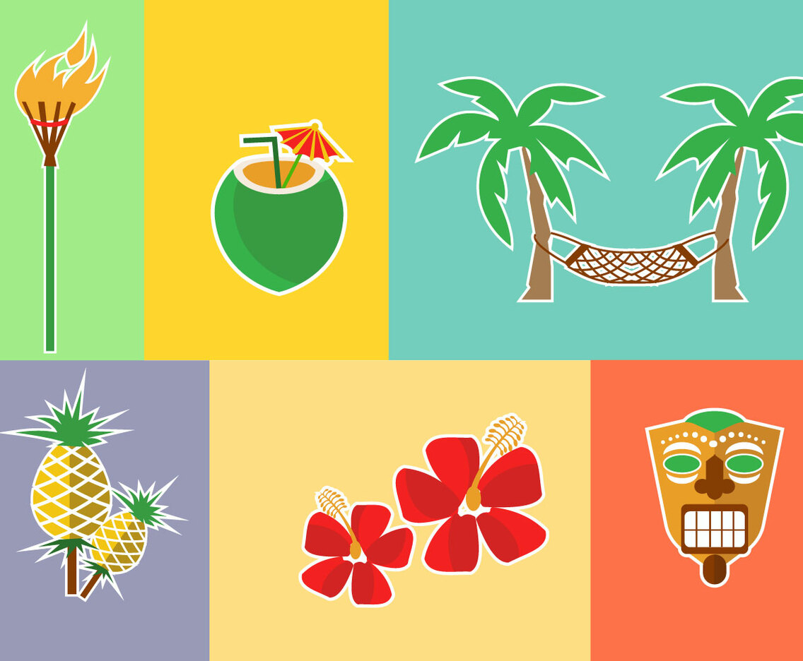 Hawaii Icons Vectors