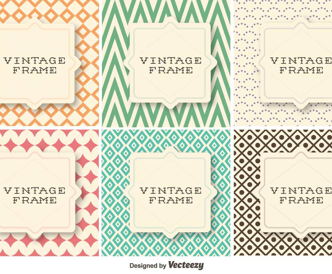 Vector Set Of Vintage Retro Patterns With Geometrical Shapes
