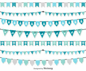 Christmas Blue Vector Pennants