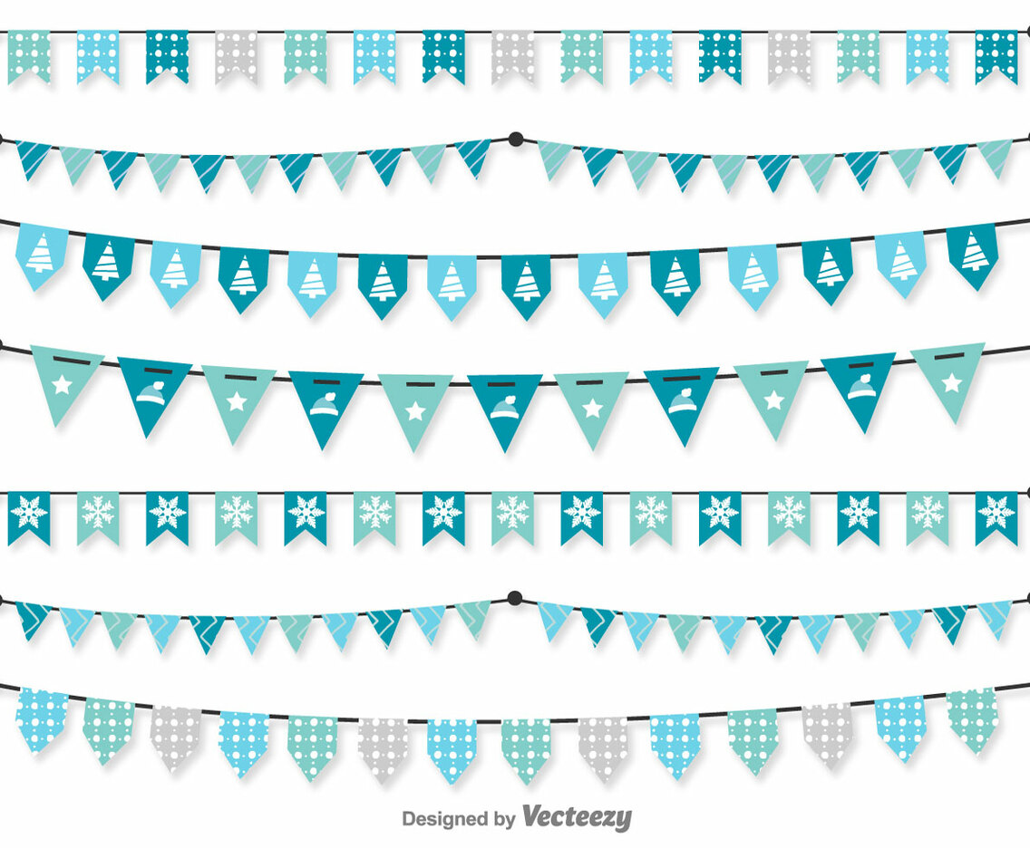 Christmas Blue Vector Pennants