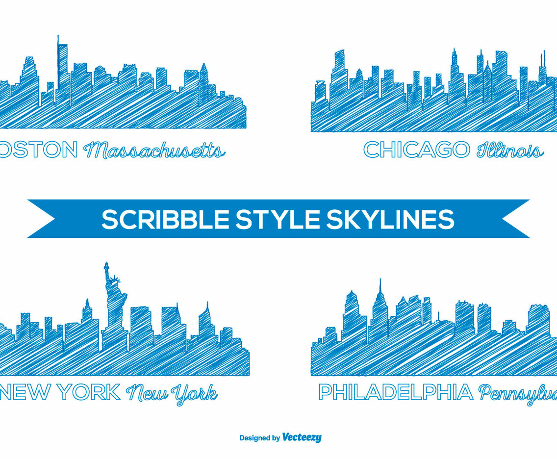 Scribble Style Skyline Set