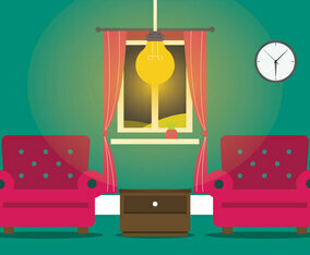 Warm Living Room With Modern Lamp Vector