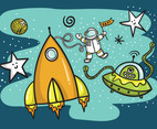 Space Rocket Ship Alien Vector