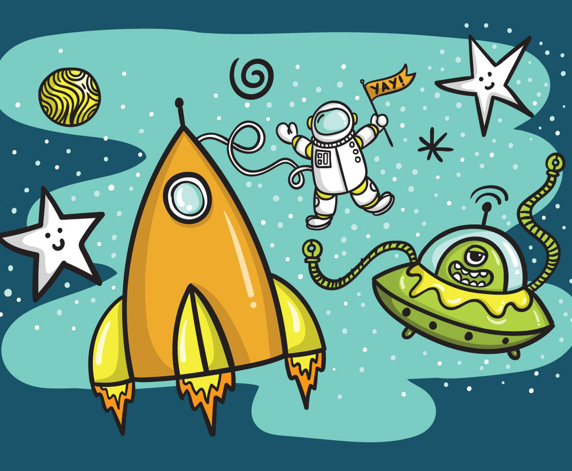 Space Rocket Ship  Alien Vector