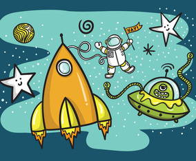 Space Rocket Ship  Alien Vector