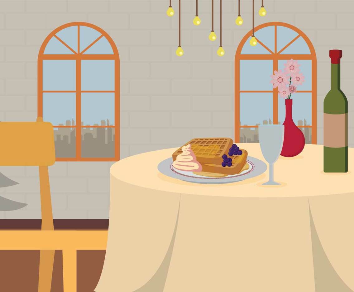 Free Waffle With Berries  Cream Vector