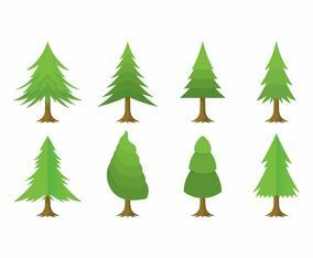 Free Cartoon Christmas Tree Vector Set