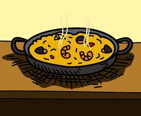 Paella With Seafood On Pan