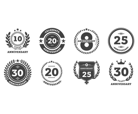 Anniversary Logo BW Free Vector