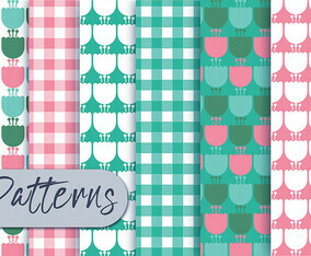 Mint Pink Floral Pattern Set