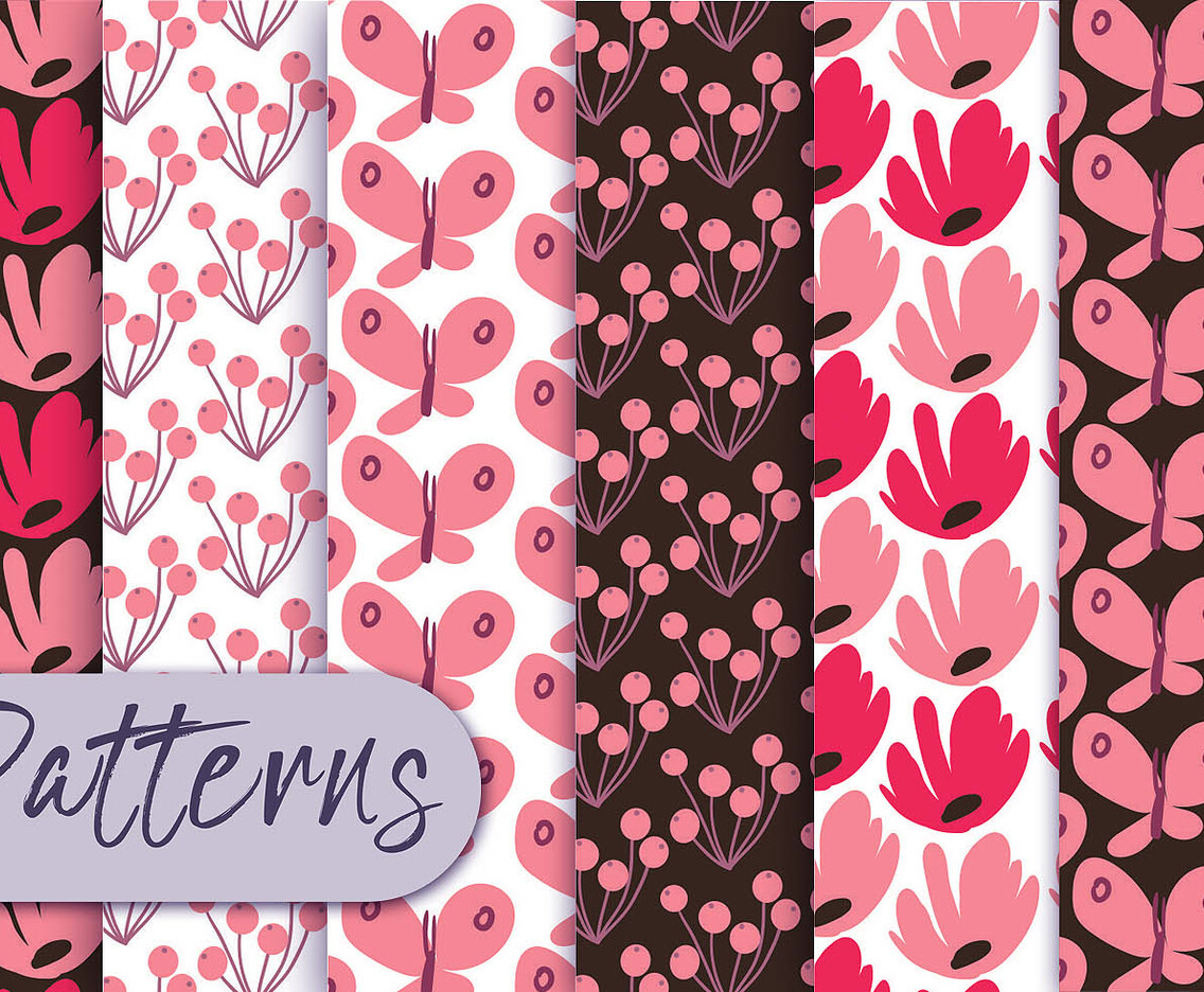 Coral  Floral Pattern Set