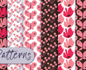 Coral  Floral Pattern Set