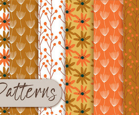Orange Floral Pattern Set