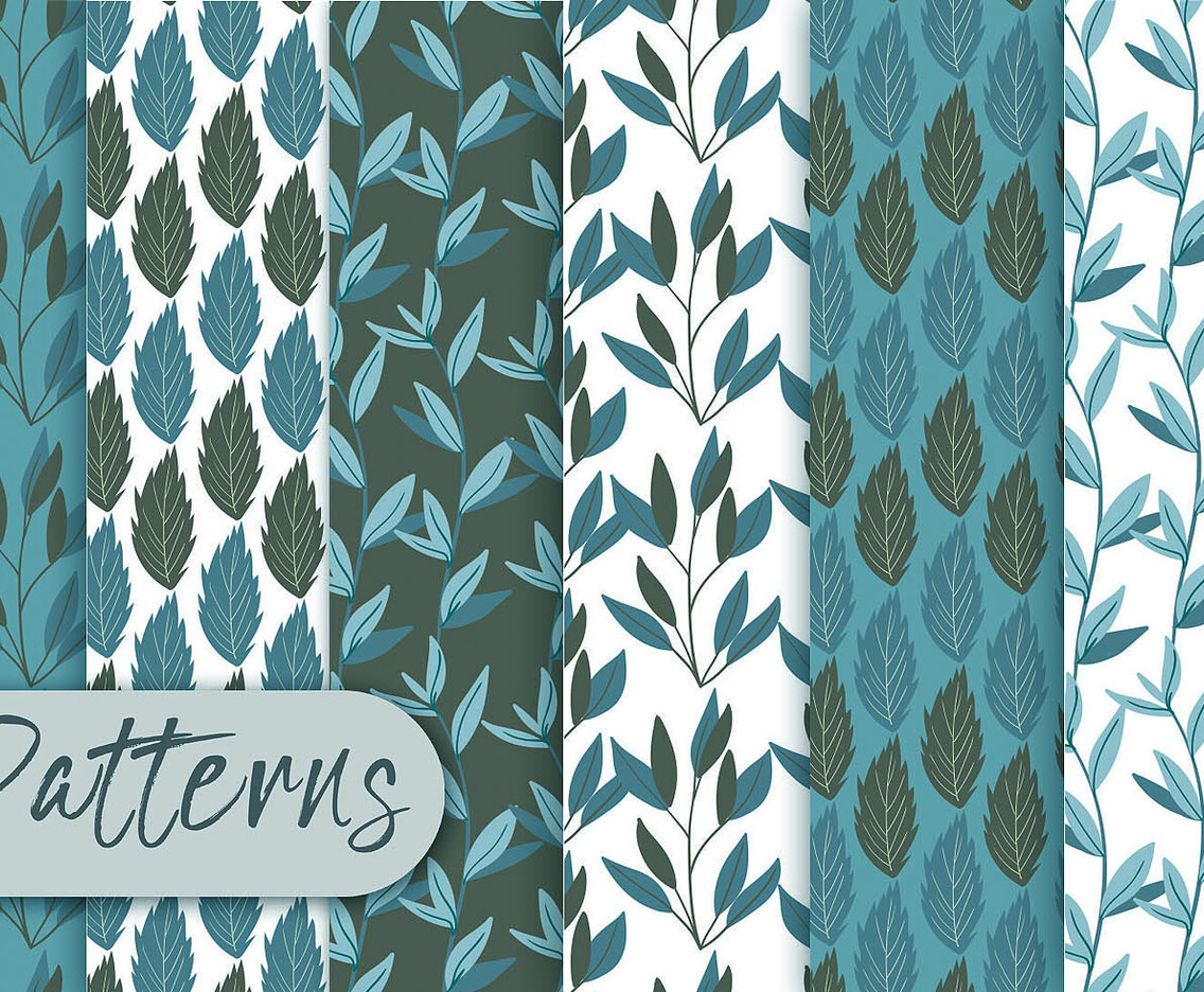 Blue Floral Pattern Set