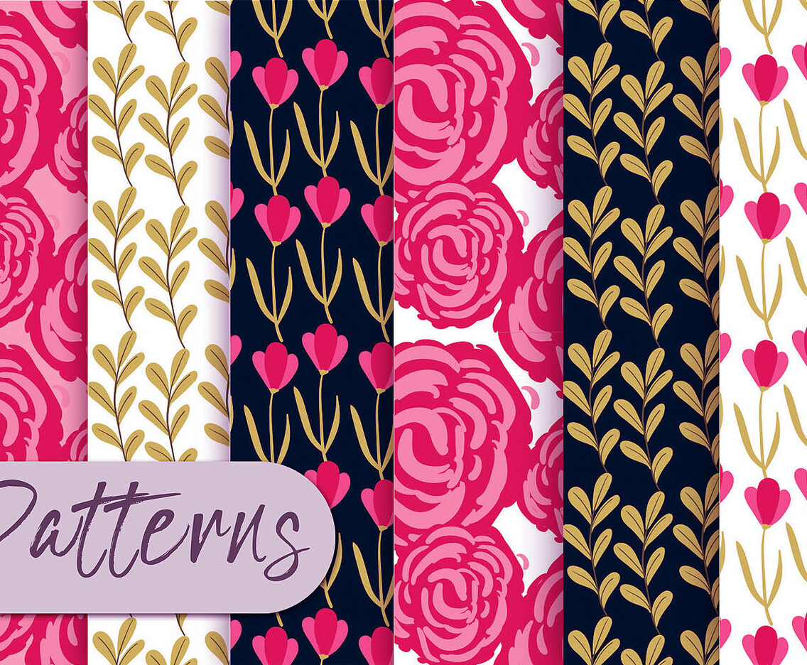 Colorful Roses Pattern Set