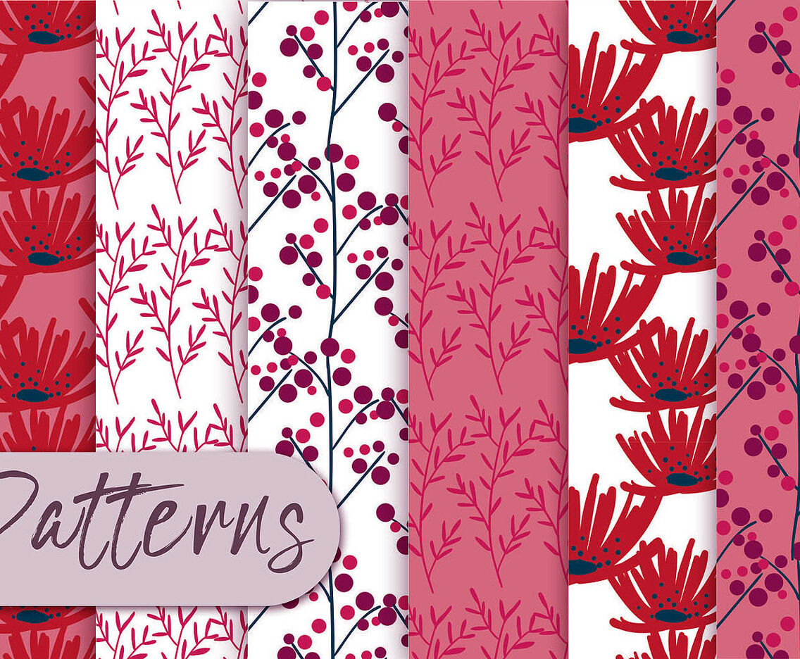 Red Floral Pattern Set