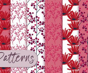 Red Floral Pattern Set