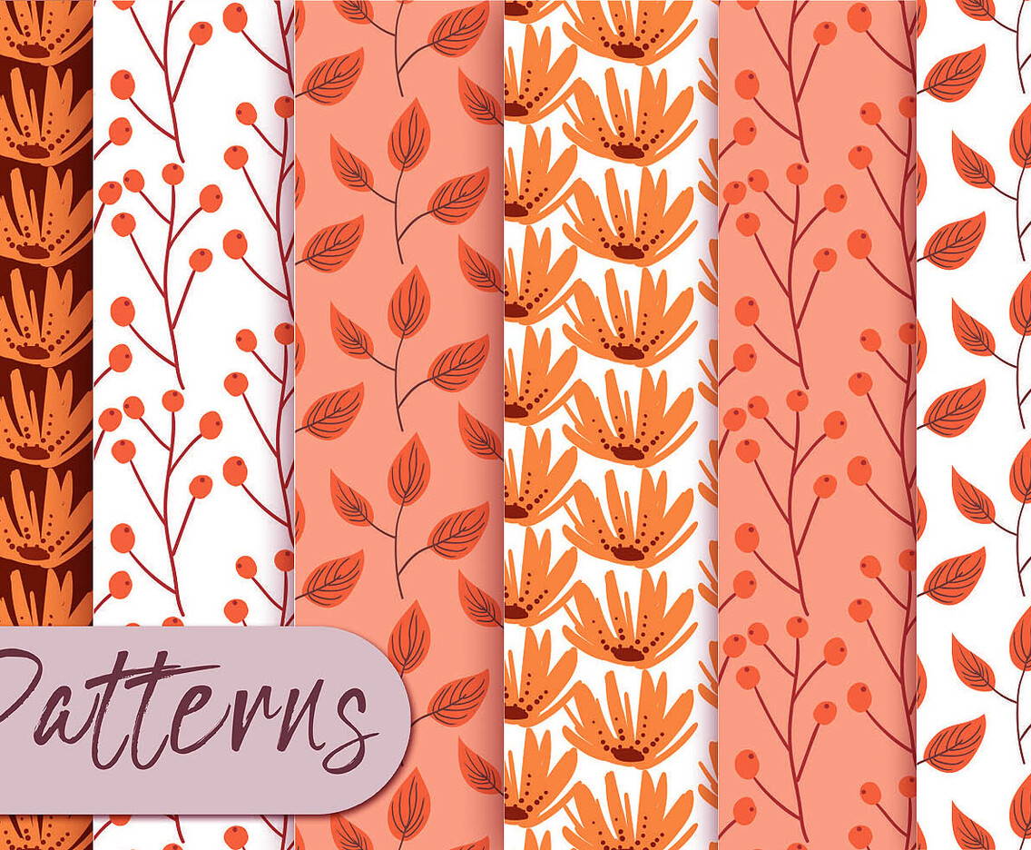 Pastel Orange Pattern Set