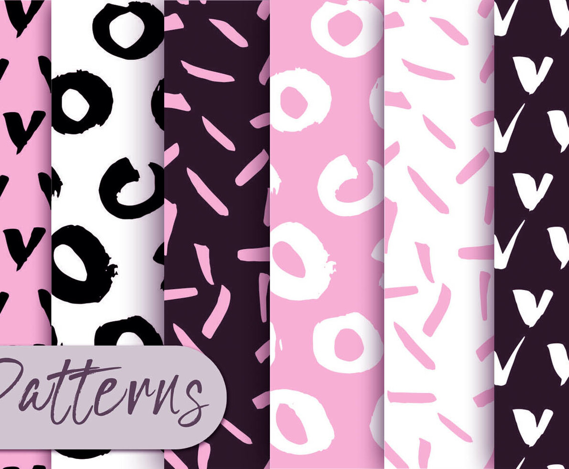 Soft Pink And Black Pattern Set