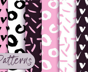 Soft Pink And Black Pattern Set