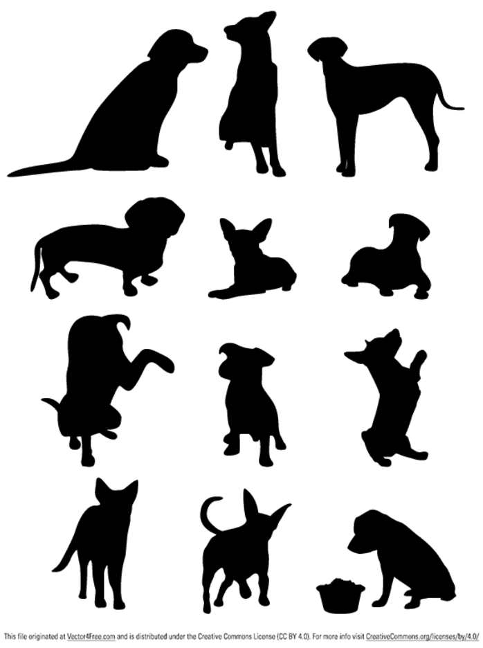 13 Dog Vector Silhouettes