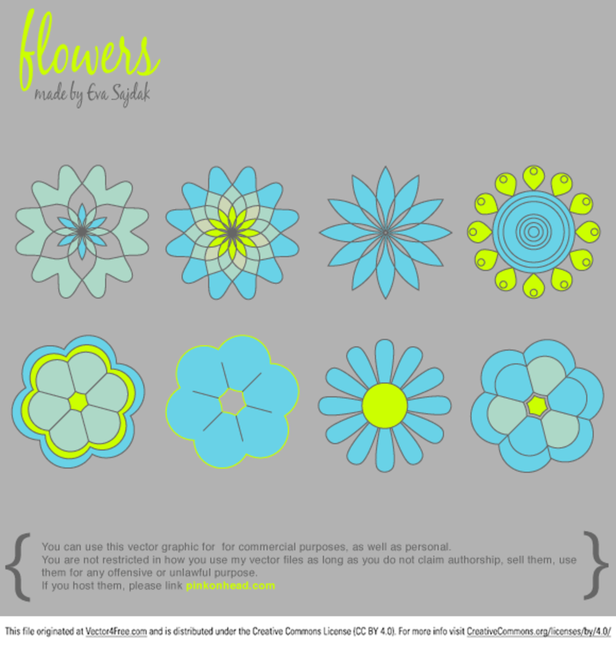 8 Simple Vector Flowers