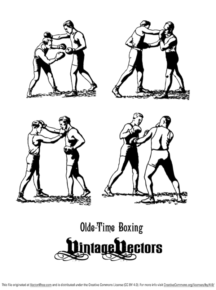 Olde-Time Boxers in Classic Boxing Stances, Punching