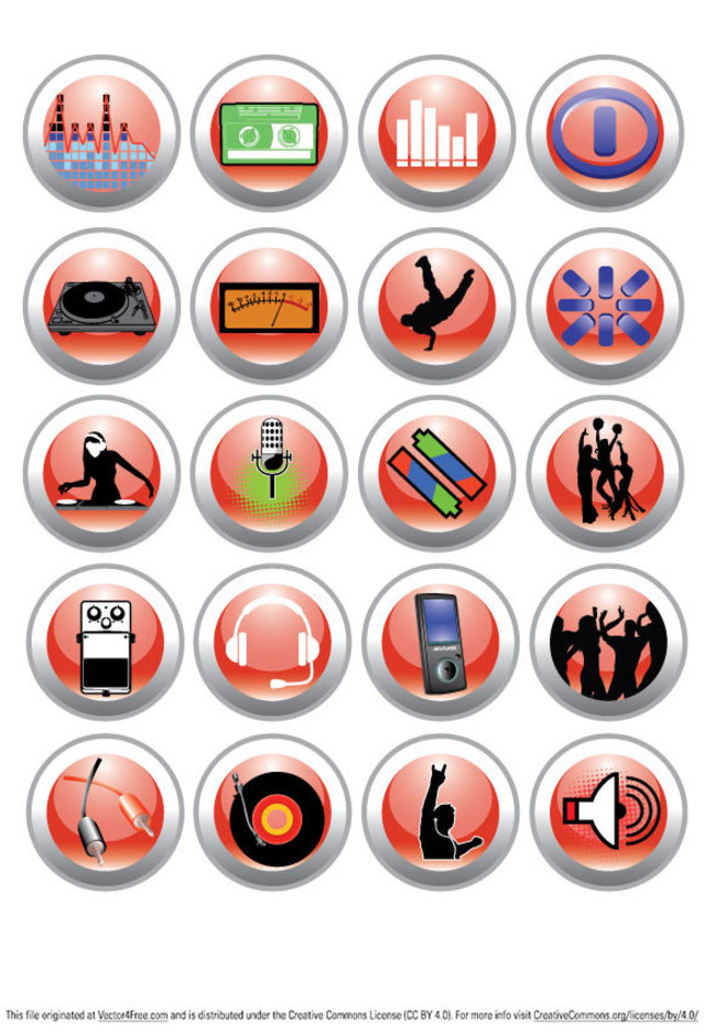 Free Vector Music and Nightlife Icon Set