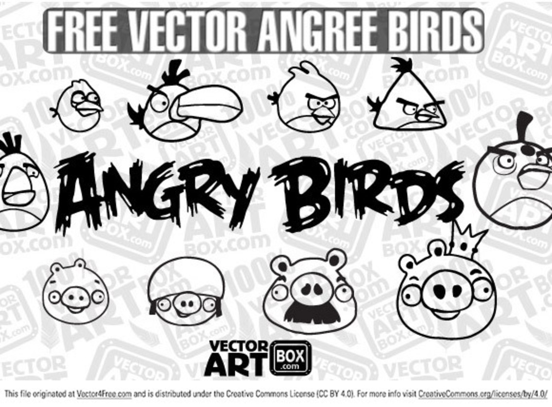 angry birds vector black and white