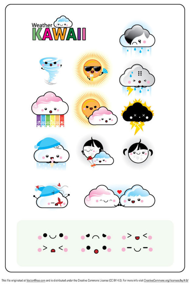 Free 12 Vector Weather Kawaii