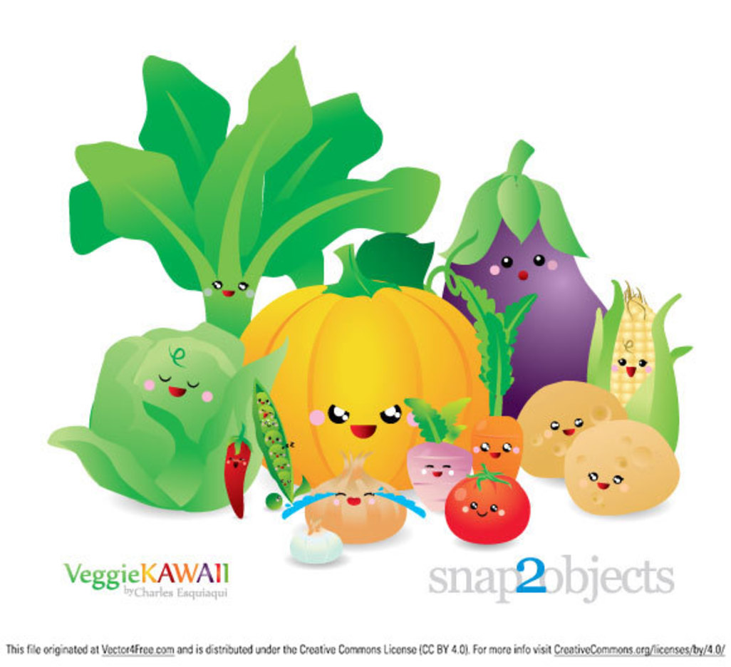 Vector Kawaii Vegetables