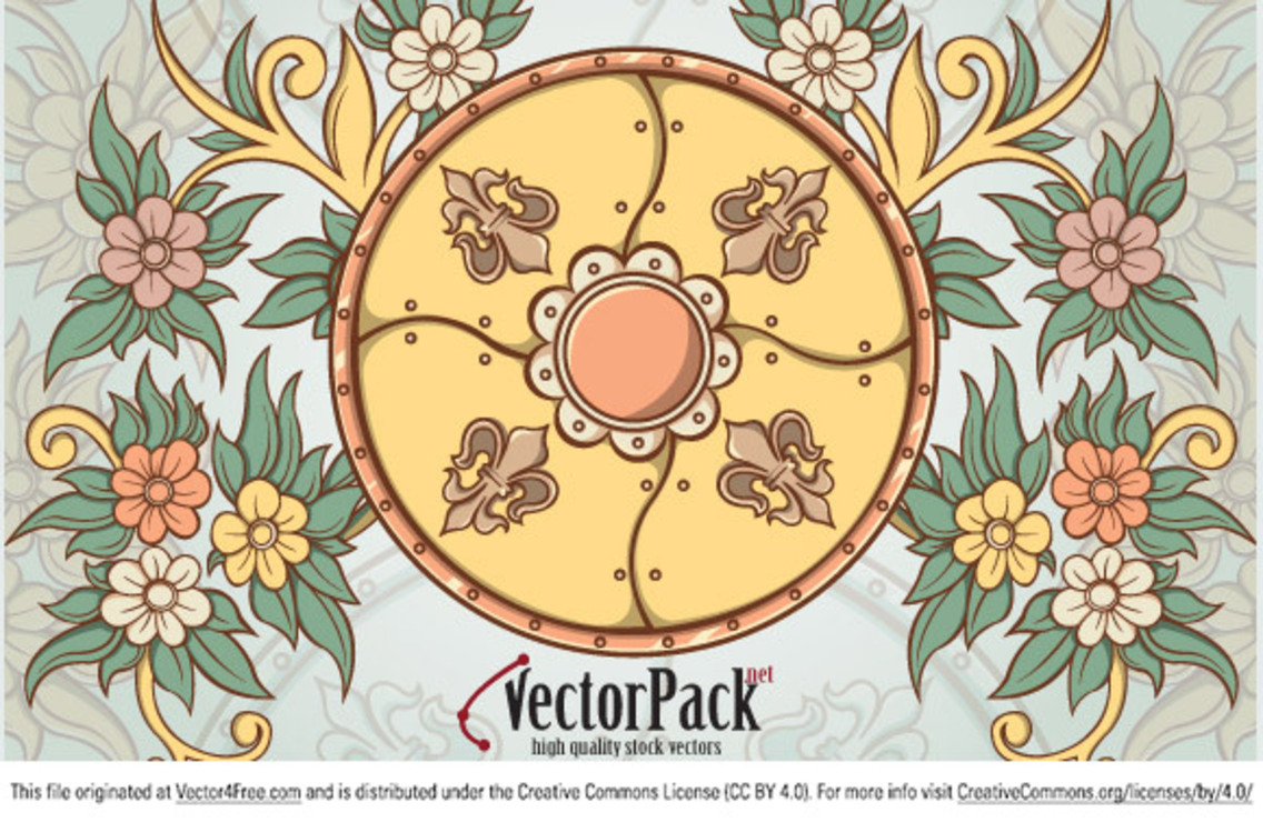 Shield and Floral Vector Element