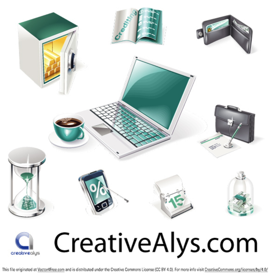 3D Financial and Business Web Icons