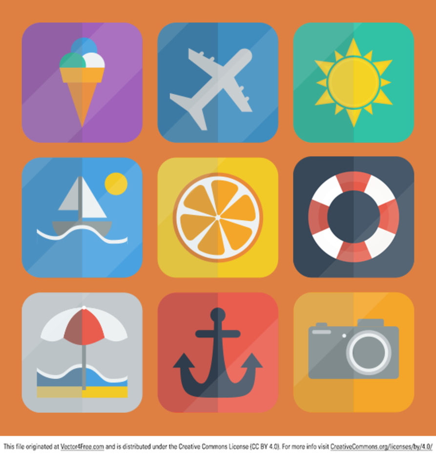 set of summer flat icons pack 5525687 Vector Art at Vecteezy